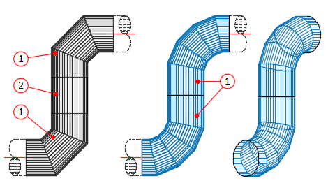 For a pipe task, the PC Designer unfolding program can be used to design a better flow with smaller number of pipe components. 
The result is a cheaper and better pipe solution.In the stirring example, the number of parts is reduced from 3 to 2 parts.